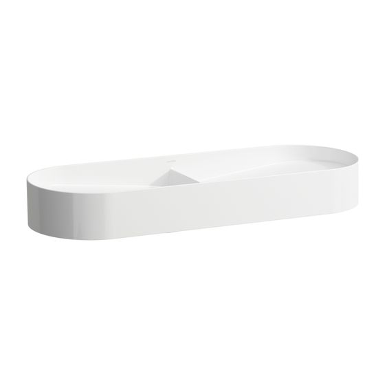 Laufen Doppelwaschtisch-Schale Sonar 370x1000x140mm, Weiß LCC, ohne Hahnloch/Überlauf