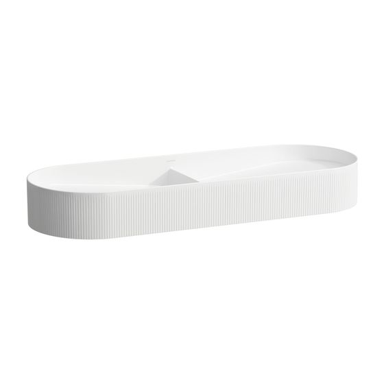 Laufen Doppelwaschtisch-Schale Sonar 370x1000x140mm, Weiß LCC, ohne Hahnloch/Überlauf mit Textur außen