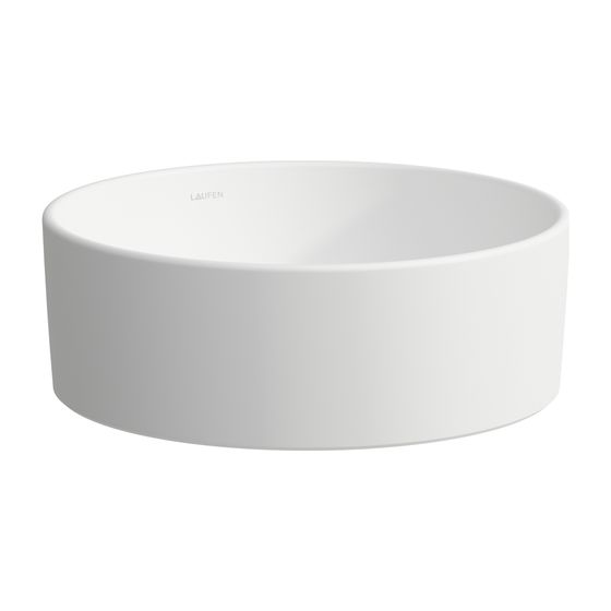 Laufen Waschtisch-Schale Savoy 380x380x130mm, Mattweiß, rund, ohne Hahnloch/Überlauf