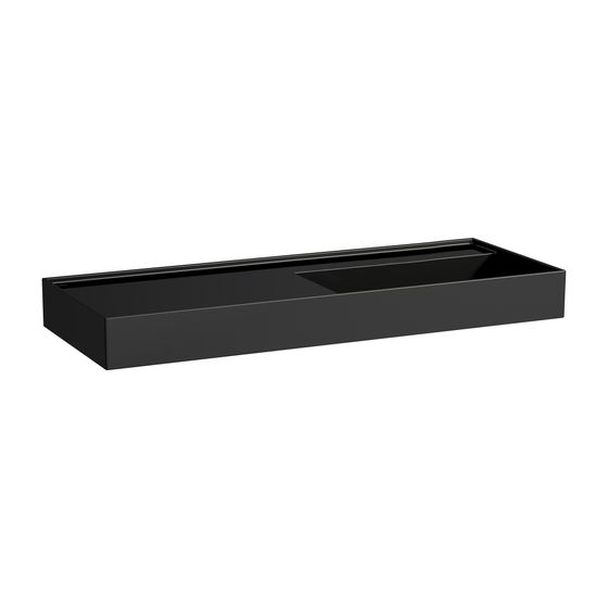 Laufen Waschtisch Kartell 460x1200x150mm, glänzend Schwarz, ohne Hahnloch/Überlauf, Ablauf versteckt, Ablage links