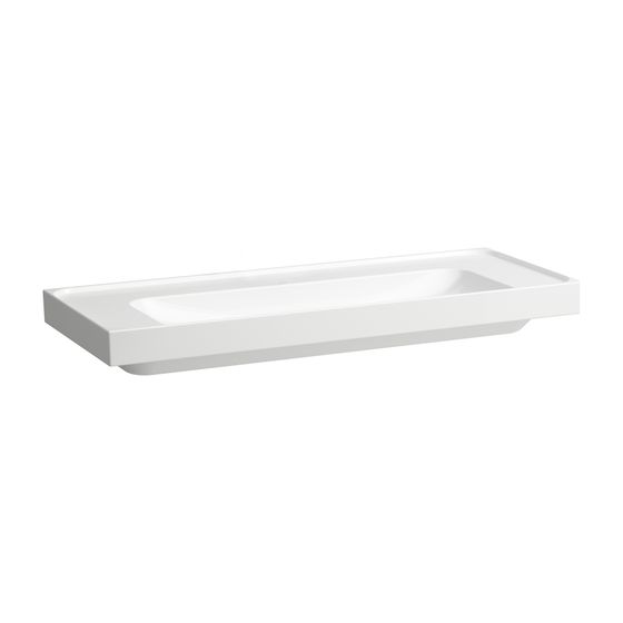 Laufen Waschtisch MEDA 460x1200x160mm, Mattweiß, Ablage links/rechts, ohne Hahnloch/Überlauf