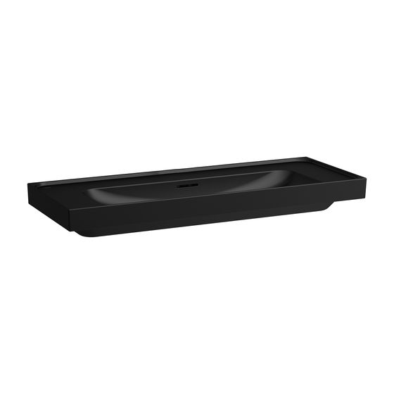 Laufen Waschtisch MEDA 460x1200x160mm, Mattschwarz, Ablage links/rechts, ohne Hahnloch, mit Überlauf