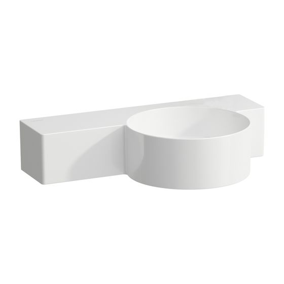 Laufen Handwaschbecken VAL 315x550x155mm, Weiß LCC, ohne Hahnloch/Überlauf, Kanal unten geschlossen Ablage links