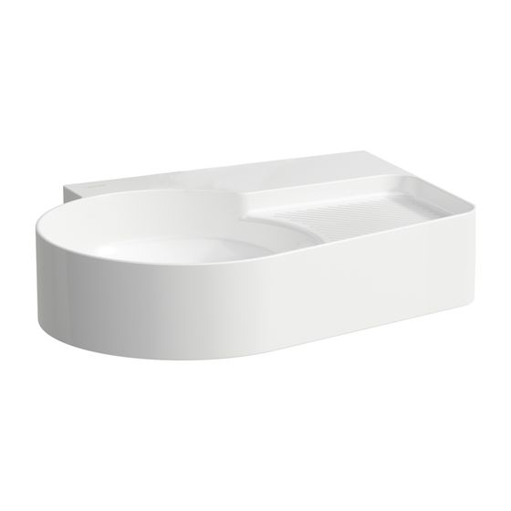 Laufen Waschtisch VAL 400x530x155mm, Mattweiß, ohne Hahnloch/Überlauf, Kanal unten geschlossen, rechts semi-trocken