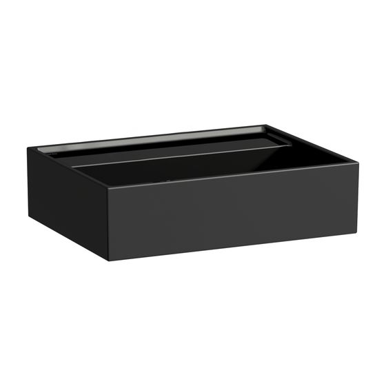 Laufen Handwaschbecken Kartell 340x450x140mm, glänzend Schwarz, ohne Hahnloch/Überlauf, Kanal unten geschlossen