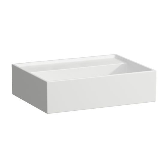 Laufen Handwaschbecken Kartell 340x450x140mm, Mattweiß, ohne Hahnloch/Überlauf, Kanal unten geschlossen