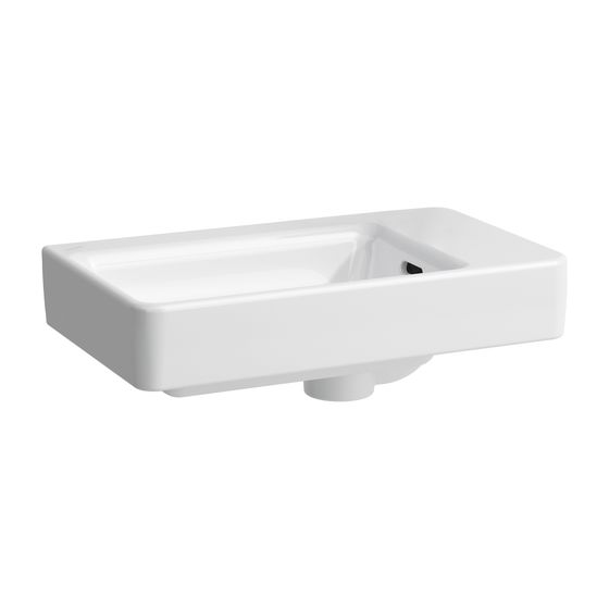 Laufen Handwaschbecken Laufen Pro S 280x480x150mm, Weiß LCC, asymmetrisch, ohne Hahnloch, mit Überlauf Becken links