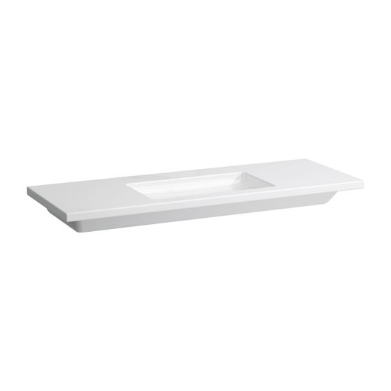Laufen Waschtisch Living Square 480x1300x120mm, Weiß, ohne Hahnloch/Überlauf Ablage links/rechts