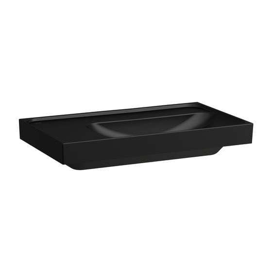 Laufen Waschtisch MEDA 460x800x160mm, Mattschwarz, Ablage links, ohne Hahnloch/Überlauf