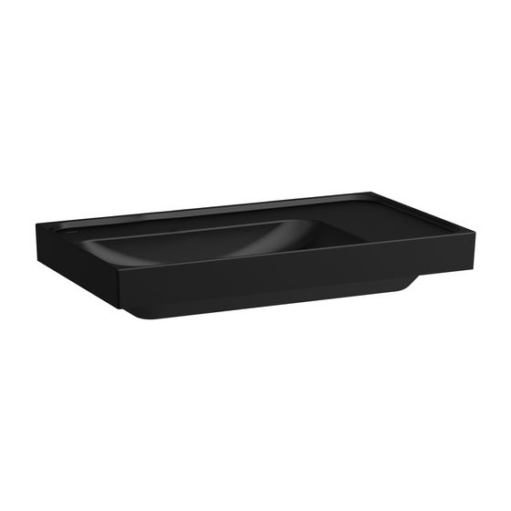 Laufen Waschtisch MEDA 460x800x160mm, Mattschwarz, Ablage rechts, ohne Hahnloch/Überlauf