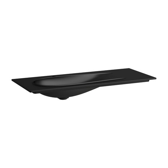 Laufen Möbelwaschtisch Slim, Ilbagnoalessi, 500x1200x15mm, Mattschwarz, ohne Hahnloch/Überlauf, mit Ablaufven. mit Keramikabd.