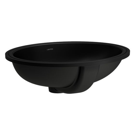 Laufen Einbau-Waschtisch Savoy oval 415x500x180mm, von unten, ohne Hahnloch, mit Überlauf, Schwarz matt