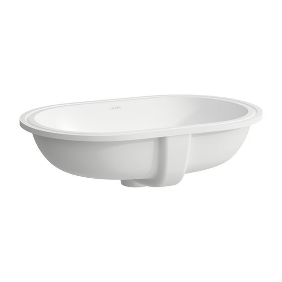 Laufen Einbauwaschtisch von unten Savoy 375x570x175mm, Mattweiß, oval, ohne Hahnloch, mit Überlauf Oberkante