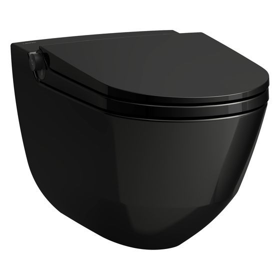 Laufen Dusch-Tiefspül-WC wandhängend Cleanet Riva 600x355x415mm, spülrandlos mit Controller, Schwarz glän./Titanschwarz matt