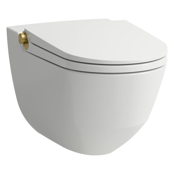 Laufen Dusch-Tiefspül-WC wandhängend Cleanet Riva 600x355x415mm, spülrandlos mit Controller, LCC Weiß/Gold glänzend