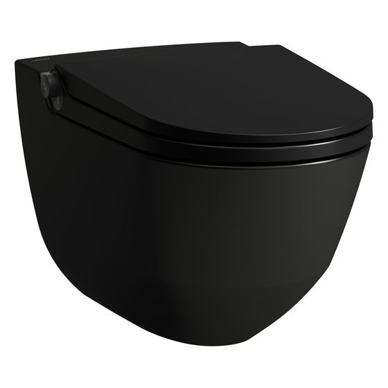 Laufen Dusch-Tiefspül-WC wandhängend Cleanet Riva 600x355x415mm, spülrandlos mit Controller, Schwarz matt/Titanschwarz matt