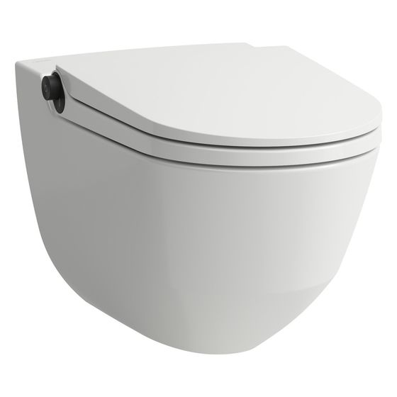 Laufen Dusch-Tiefspül-WC wandhängend Cleanet Riva 600x355x415mm, spülrandlos mit Controller, Weiß matt/Titanschwarz matt
