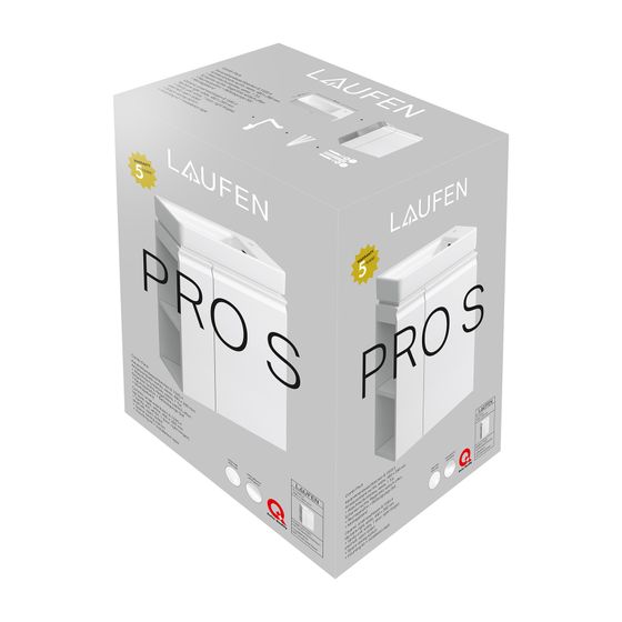 Laufen Waschtisch mit Unterbau Pro S Set 280x470x685mm, Mattweiß/Weiß, 1 Hahnloch rechts, 1 Tür und Scharnier rechts Regal links