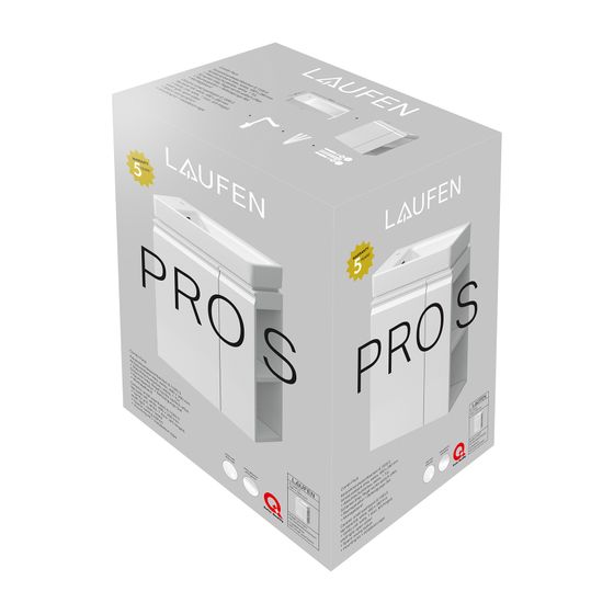 Laufen Waschtisch mit Unterbau Pro S Set 280x470x685mm, Mattweiß/Weiß, 1 Hahnloch links, 1 Tür und Scharnier links Regal rechts
