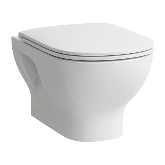 Laufen Tiefspül-WC Set wandhängend Lua 520x360x345mm, mit Sitz, spülrandlos, offene Befestigung, Weiß