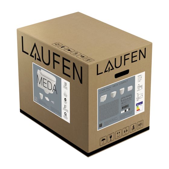 Laufen Tiefspül-WC Set wandhängend Meda 540x360mm, Advanced, verd. Befestigung, Silent Flush, Absenka., kompakt, Graphit matt