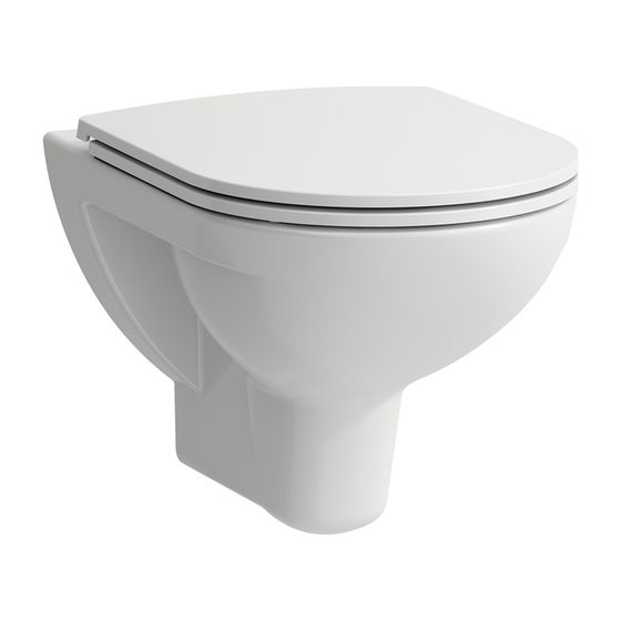 Laufen Tiefspül-WC wandhängend mit Pro Pack WC-Sitz 560x360x350mm, spülrandlos mit offener Befestigung, Weiß