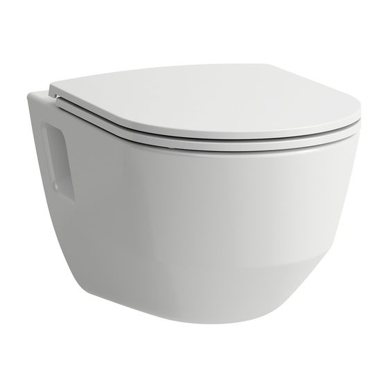 Laufen Tiefspül-WC wandhängend mit Pro Pack WC-Sitz 560x360x350mm, spülrandlos mit offener Befestigung in Nischen, Weiß