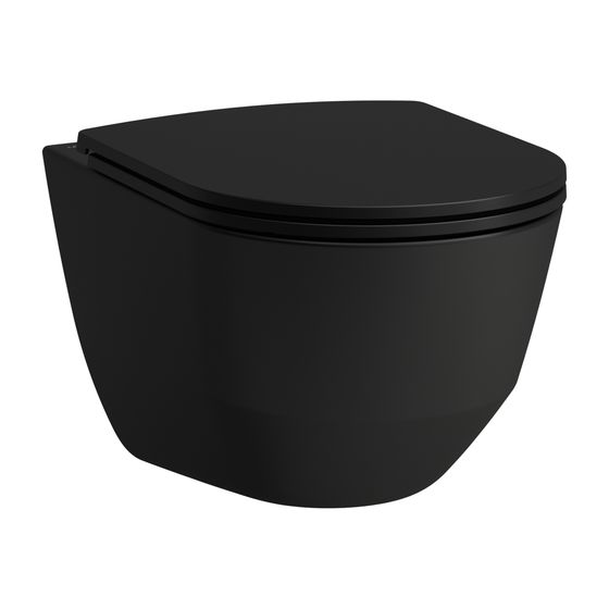 Laufen Tiefspül-WC Set wandhängend Pro 530x365x350mm, mit Sitz, spülrandlos, Schwarz matt