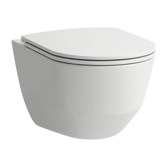 Laufen Tiefspül-WC wandhängend mit Pro Pack WC-Sitz 560x360x350mm, spülrandlos mit verdeckter Befestigung, Weiß