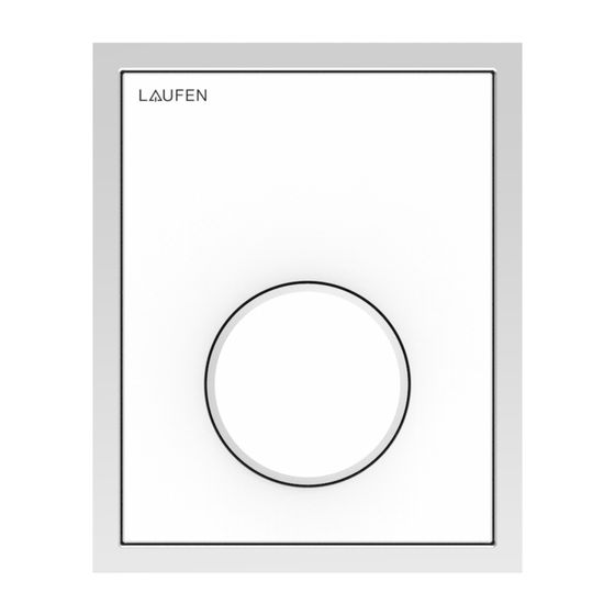 Laufen Installationssyt., INEO AU106 Urinal Drückerplatte Kunststoff Weiß, pol. Edelstahlrahmen, inkl Kartuschenv. 107x132x1mm
