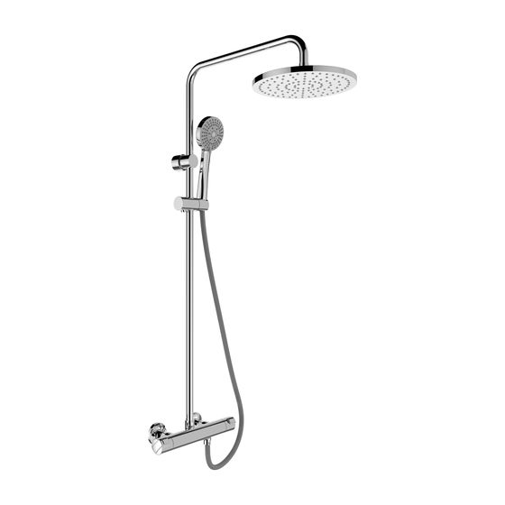 Laufen Thermostatisches Duschsystem Citypro, Kopfbrause Durchm. 250mm, Schlauch 1600mm, Chrom, Schwenkbar 15 Grad, Handbrause