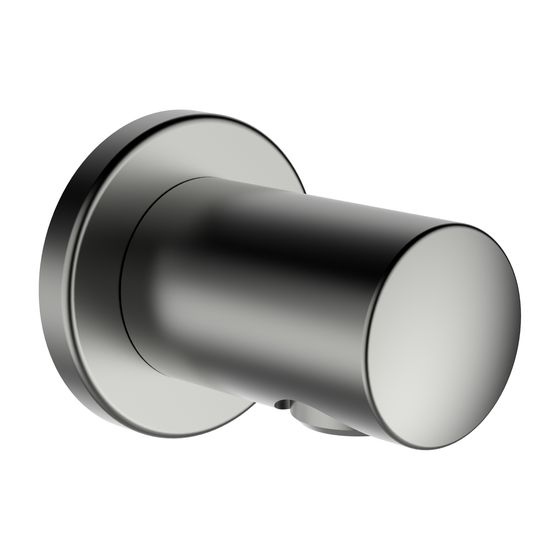 Laufen Anschlussbogen Twin für Handbrause, Ausladung 42mm, PVD Edelstahl-Optik, Rückflussverhinderer, runde Rosette, Vollmetall