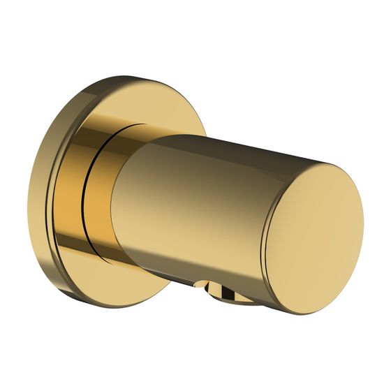 Laufen Anschlussbogen Twin für Handbrause, Ausladung 42mm, Gold, PVD, mit Rückflussverhinderer, runde Rosette, Vollmetall