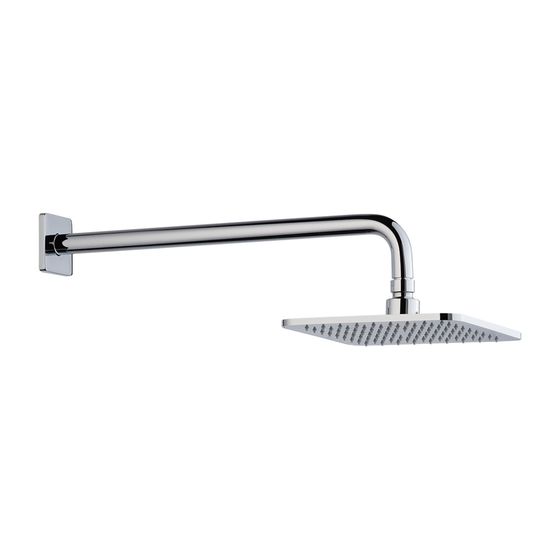 Laufen Kopfbrauseset, Wandmontage Kopfbrause 202x202mm, Chrom, Wandarm Quadratische Rosette Durchfluss, 8,5 l/min, 3 bar