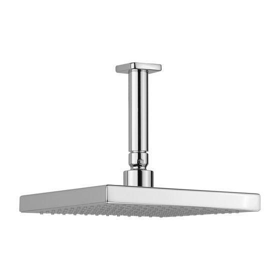 Laufen Kopfbrauseset, Deckenmontage Kopfbrause 202x202mm, Chrom, Deckenarm Quadratische Rosette Durchfluss, 8,5 l/min, 3 bar