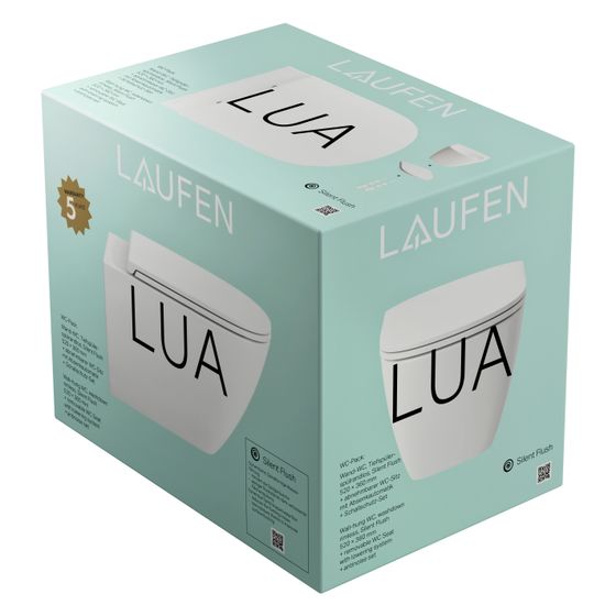 Laufen Tiefspül-WC Set wandhängend Lua, spülrandlos, Advanced, Silent Flush, LCC Weiß