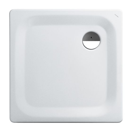 Laufen Duschwanne Platina 800x800x25mm, Weiß, aus Stahl, Ablauf seitlich mit Antislip, inklusive Schallschutz