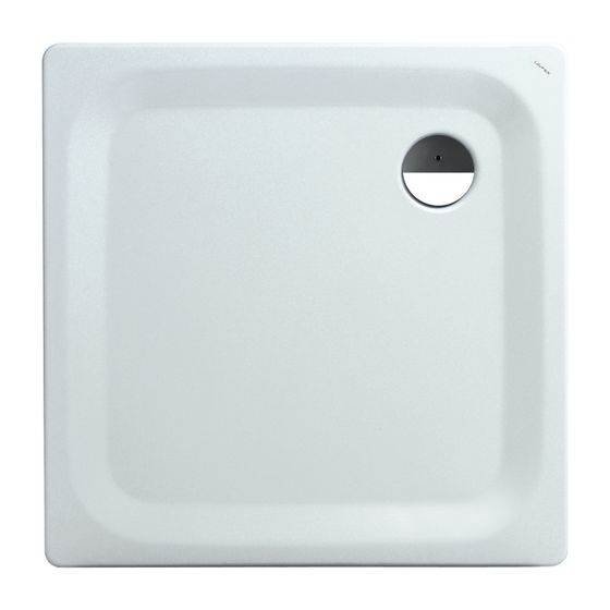 Laufen Duschwanne Platina 900x900x25mm, Weiß, aus Stahl, Ablauf seitlich, inklusive Schallschutz