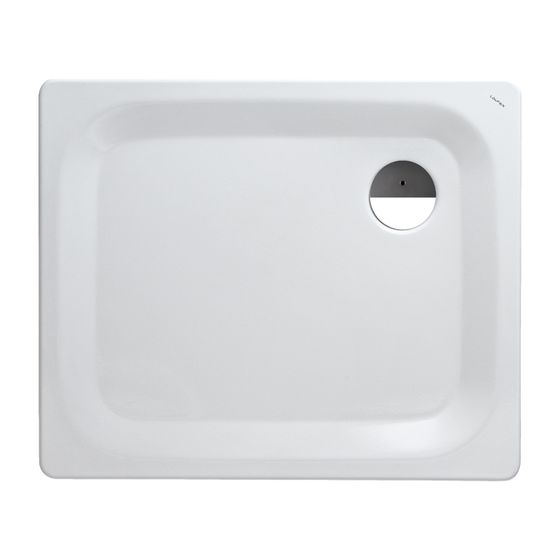 Laufen Duschwanne Platina 900x750x25mm, Weiß, aus Stahl, Ablauf seitlich mit Antislip, inklusive Schallschutz