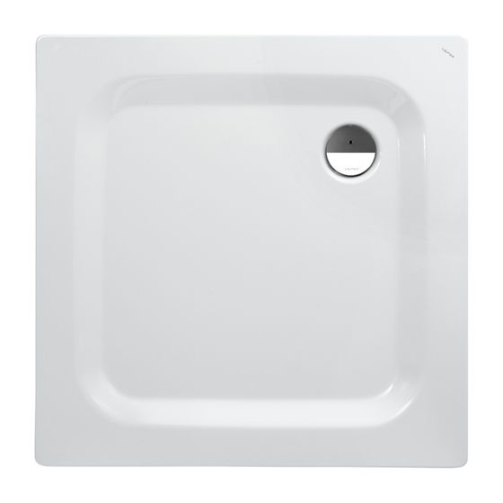 Laufen Duschwanne Platina 1000x1000x25mm, Weiß, aus Stahl, Ablauf seitlich, inklusive Schallschutz