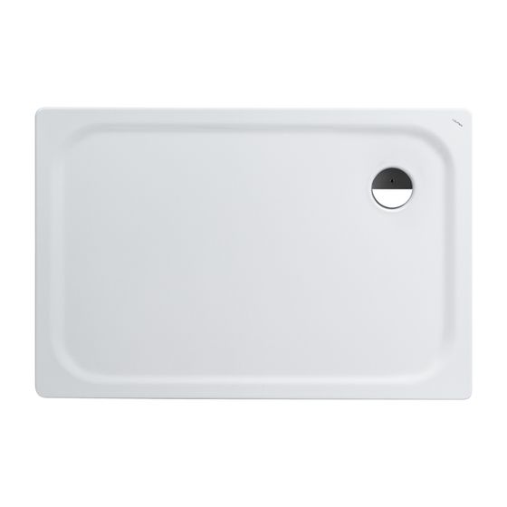 Laufen Duschwanne Platina 800x1200x25mm, Weiß, aus Stahl, Ablauf seitlich mit Antislip, inklusive Schallschutz