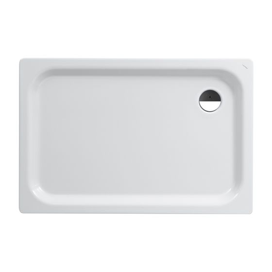 Laufen Duschwanne Platina 800x1200x65mm, Weiß, aus Stahl, Ablauf seitlich, inklusive Schallschutz
