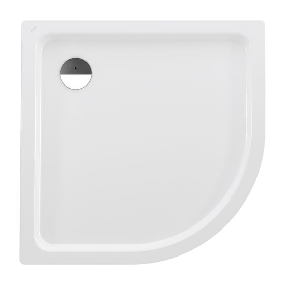 Laufen Duschwanne Viertelkreis Platina 1000x1000x65mm, Weiß, aus Stahl, Ablauf seitlich, inklusive Schallschutz
