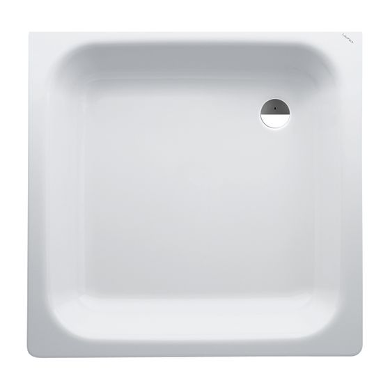 Laufen Duschwanne Platina 800x800x150mm, Weiß, aus Stahl, Ablauf seitlich, inklusive Schallschutz