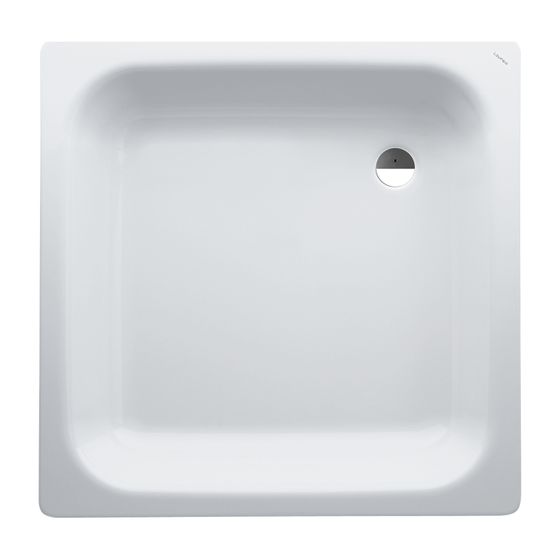 Laufen Duschwanne Platina 900x900x150mm, Weiß, aus Stahl, Ablauf seitlich, inklusive Schallschutz