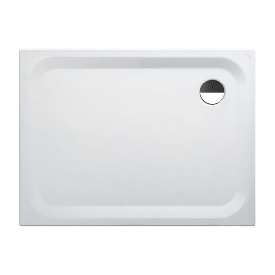 Laufen Duschwanne Platina 900x1200x25mm, Weiß, aus Stahl, Ablauf seitlich, inklusive Schallschutz
