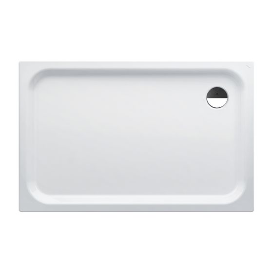 Laufen Duschwanne Platina 900x1400x65mm, Weiß, aus Stahl, Ablauf seitlich, inklusive Schallschutz