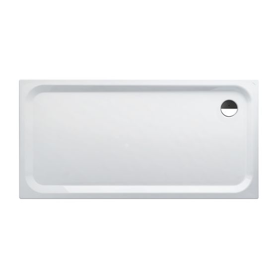 Laufen Duschwanne Platina 900x1800x45mm, Weiß, aus Stahl, Ablauf seitlich, inklusive Schallschutz
