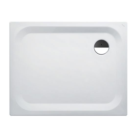 Laufen Duschwanne Platina 800x1000x25mm, Weiß, aus Stahl, Ablauf seitlich, inklusive Schallschutz