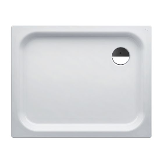 Laufen Duschwanne Platina 800x1000x65mm, Weiß, aus Stahl, Ablauf seitlich, inklusive Schallschutz